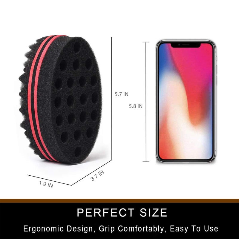 BE BIGEDDIE BIGEDDIE Magic Sponge Brush for Afro Curls, Twist Sponge with 6.29 Inch Free Pick Comb (2 PACK) - Image 3